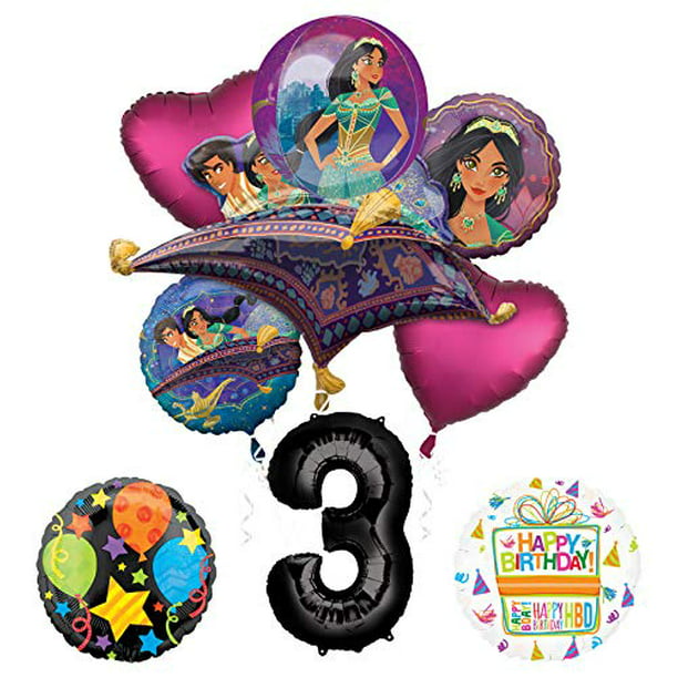 Aladdin Party Supplies Princess Jasmine 5th Birthday Balloon Bouquet Decorations 
